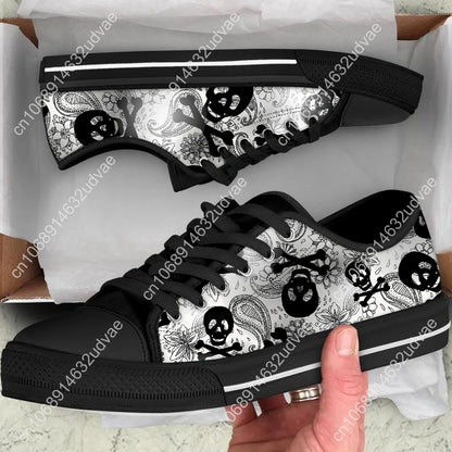 Hot Shoes Sugar Skull Prints Fashion Mens Womens Casual Lace-up Vulcanized Shoes Classic Vulcanized Shoes for Ladies Sneakers