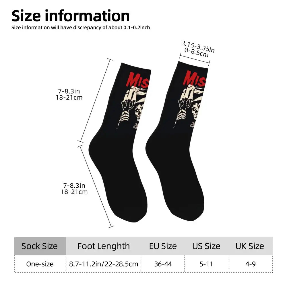 Misfits Skull Funny Socks for Men Women Male Unisex Crazy Street Style Printed Happy Crew Sock with Print Summer