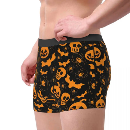 Men Happy Halloween Underwear Pumpkin Bat Skull Cartoon Novelty Boxer Briefs Shorts Panties Male Breathable Underpants S-XXL