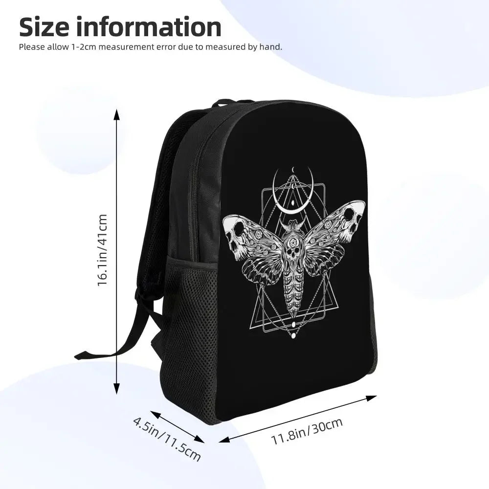 Skulls And Roses Backpack for Women Men School College Students Bookbag Fits 15 Inch Laptop Gothic Moth Bags