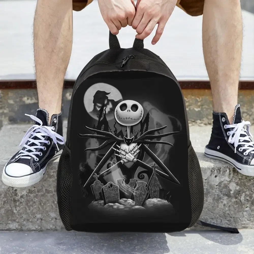 Custom Nightmare Before Christmas Backpacks for Men Women School College Student Bookbag Skellington Halloween Skull Bags