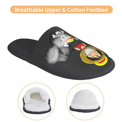 Custom One Pieces Skull Flag Comfort Scuff Memory Foam Slippers Women Anime Manga Straw Hat Pirates Spa House Shoes