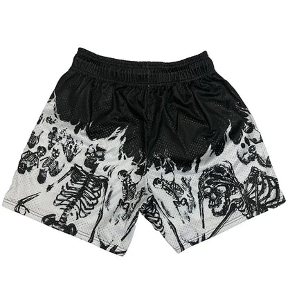 Summer New men short pant Skull Pattern Casual Shorts Street Hip Hop Fitness Polyester Fast Dry Breathable Embroidery Men Shorts