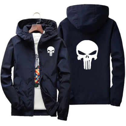 Fashion Skull Head Print Jackets Men Clothing Plus Size Bomber Jacket Top Hooded Windbreaker Jackets Mens Coats Chaquetas Hombre