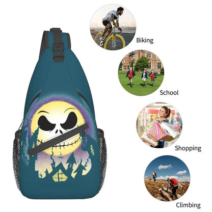 Custom Halloween Skull Jack Sling Crossbody Backpack Men Tim Burton Christmas Horror Movie Shoulder Chest Bag for Hiking