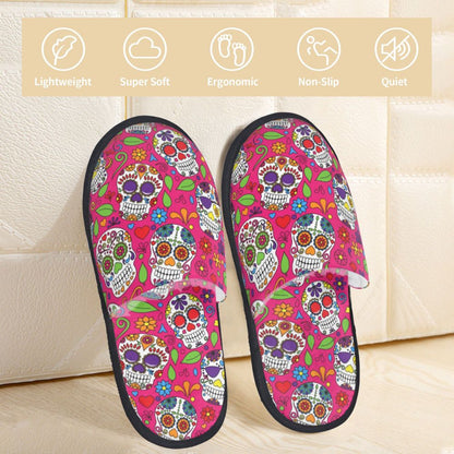 Halloween Catrina Sugar Skull House Slippers Soft Memory Foam Shoes Day Of The Dead Mexican Lady Comfy Warm Anti-Skid Slipper