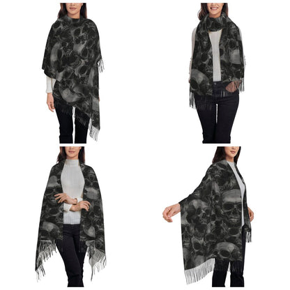 Cool Skull Scarf for Women Fall Winter Shawls and Wrap Halloween Cartoon Long Shawl Scarf for Daily Wear