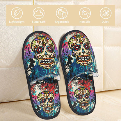 Halloween Catrina Sugar Skull House Slippers Soft Memory Foam Shoes Day Of The Dead Mexican Lady Comfy Warm Anti-Skid Slipper