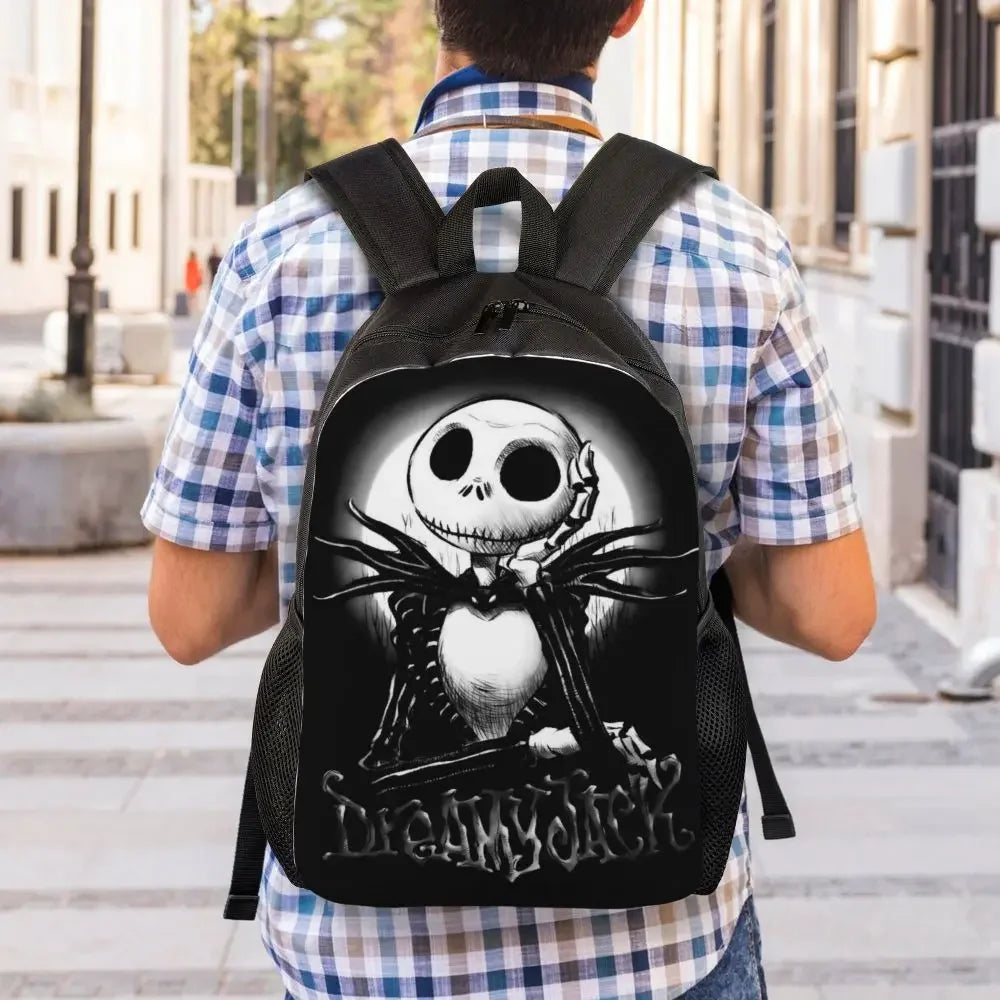 Custom Nightmare Before Christmas Backpacks for Men Women School College Student Bookbag Skellington Halloween Skull Bags