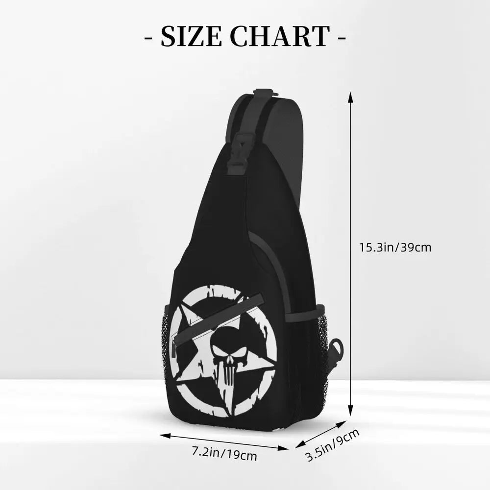 Vintage Skeleton Punishers Skull Crossbody Sling Backpack Men Custom Chest Shoulder Bag for Cycling Camping Daypack