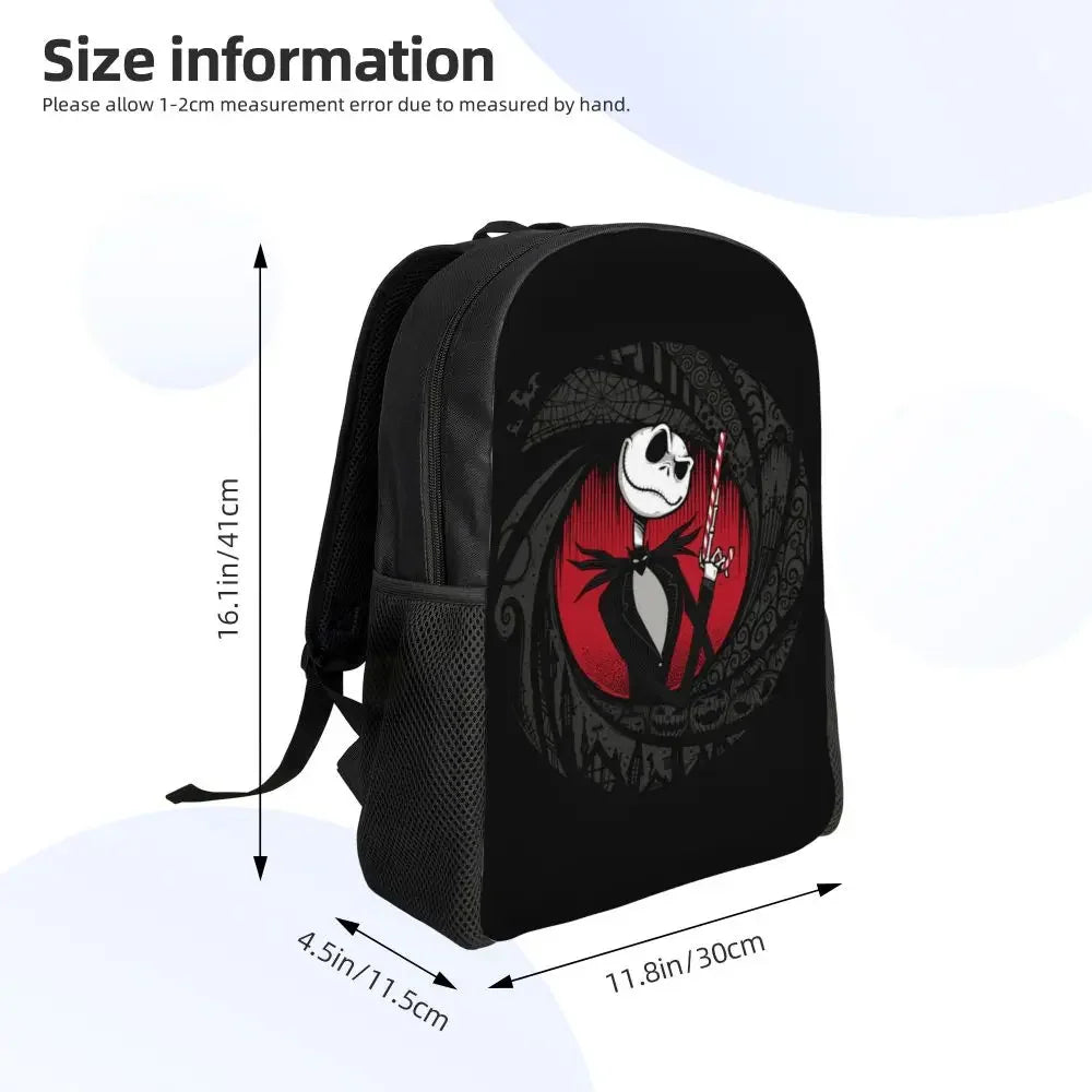 Custom Nightmare Before Christmas Backpacks for Men Women School College Student Bookbag Skellington Halloween Skull Bags