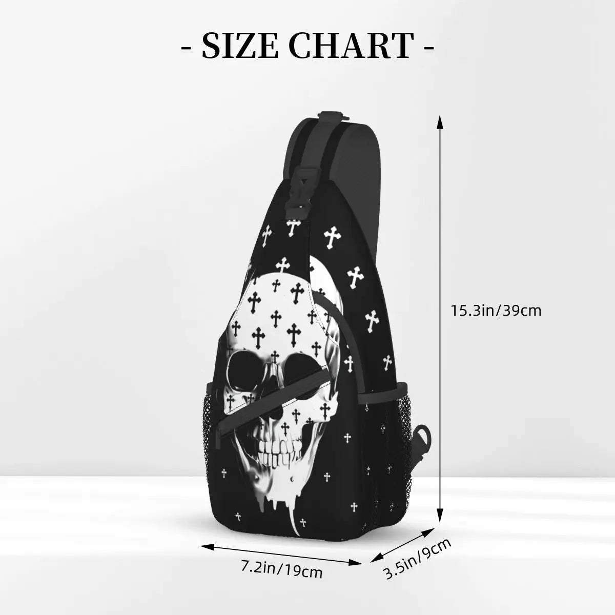 Gothic Skull With Crosses Crossbody Chest Bags Pockets Travel Pack Messenger Sports Teens Shoulder Bag Unisex