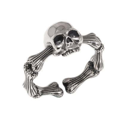 Gothic Skull Rings 925 Sterling Silver Punk Rock Band For Women Adjustable Size 7-10 Fine Jewelry Gift