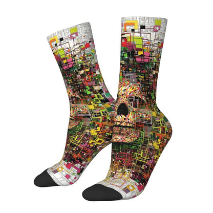 Funny Happy Men's Socks Mexican Skull Vintage Harajuku Skeleton Skull Bone Hip Hop Seamless Crew Crazy Sock Gift Pattern Printed