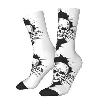 Novelty Mens Funny Jokers Skull Gun Dress Socks Unisex Comfortable Warm 3D Printed Gothic Skeleton Crew Socks