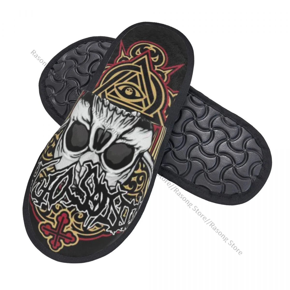 Winter Slipper Woman Man Fluffy Warm Slippers Gothic Skull Grunge House Slippers Shoes