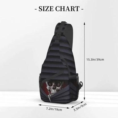 Gothic Skeleton Death Skull Sling Chest Bag Custom Crossbody Shoulder Backpack for Men Cycling Camping Daypack