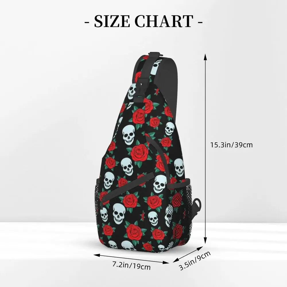 Horror Skeleton Gothic Death Skull Crossbody Sling Backpack Men Custom Shoulder Chest Bag for Traveling Daypack