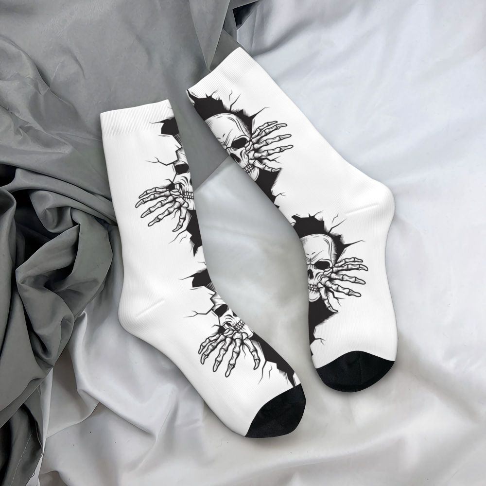 Novelty Mens Funny Jokers Skull Gun Dress Socks Unisex Comfortable Warm 3D Printed Gothic Skeleton Crew Socks