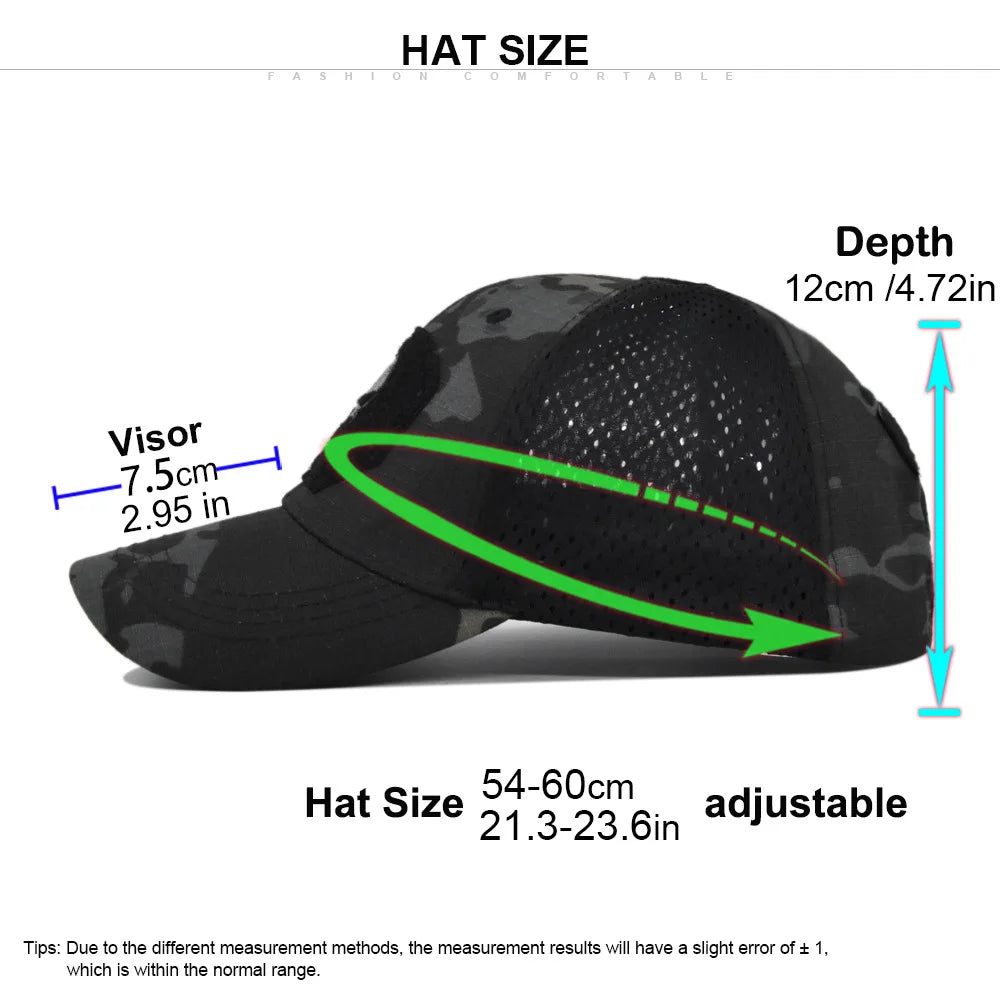 Men Women Skull Print Snapback Cap Outdoors Tactical Camouflage Mesh Baseball Caps Male Summer Sport Hiking Trucker Sunshade Hat