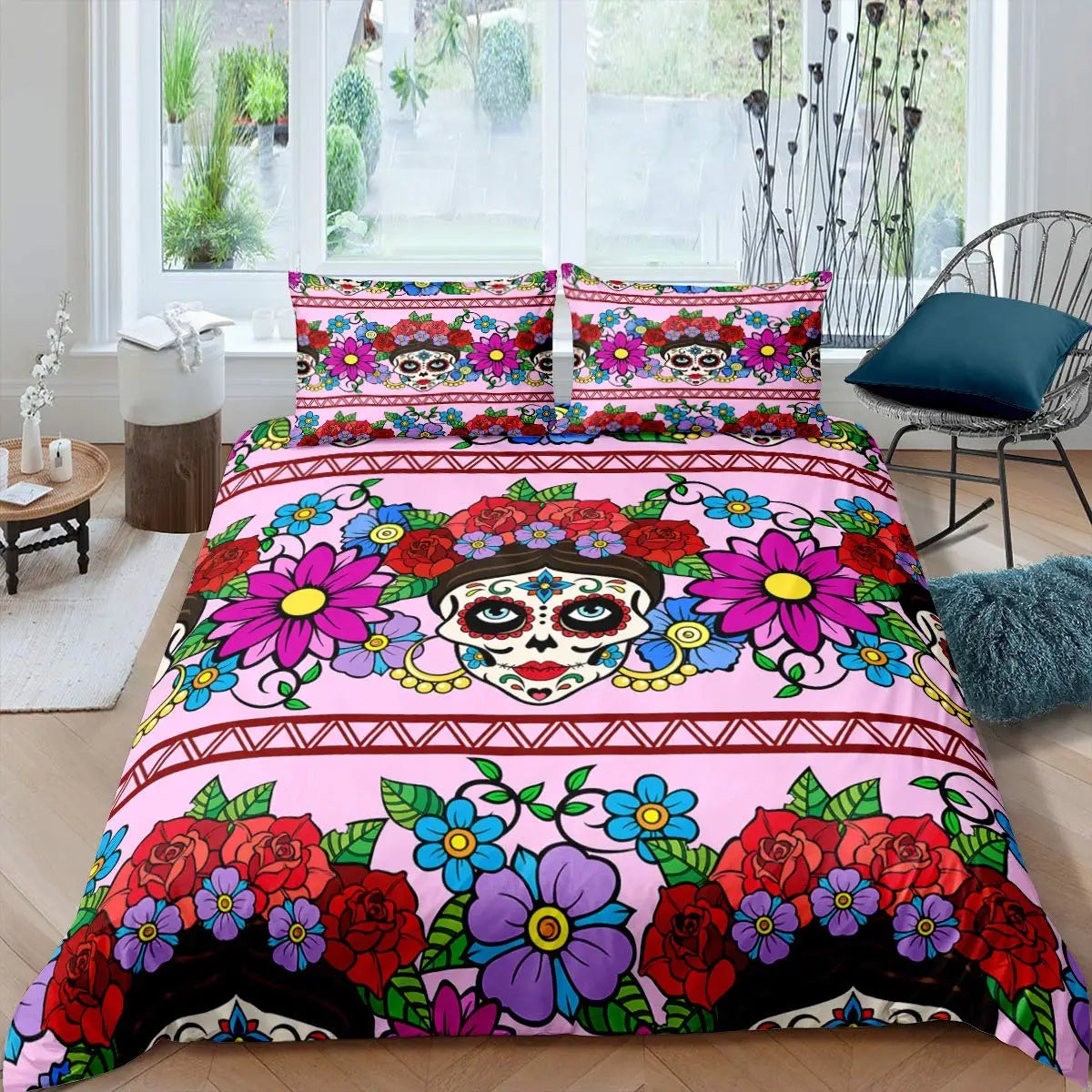 Skull Bedding Set Queen Size For Adults Fashion Bedroom Decor Soft Gothic Duvet Cover Animals Comforter Cover With Pillowcases