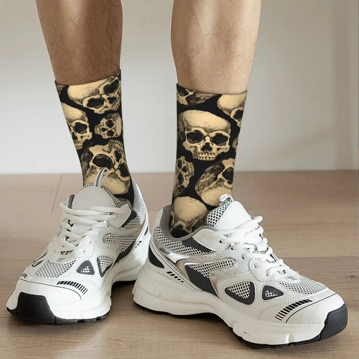 Skulls Black Skull Skeleton Socks Travel 3D Print Boy Girls Mid-calf Sock