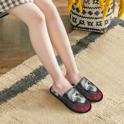 Halloween Catrina Sugar Skull House Slippers Soft Memory Foam Shoes Day Of The Dead Mexican Lady Comfy Warm Anti-Skid Slipper