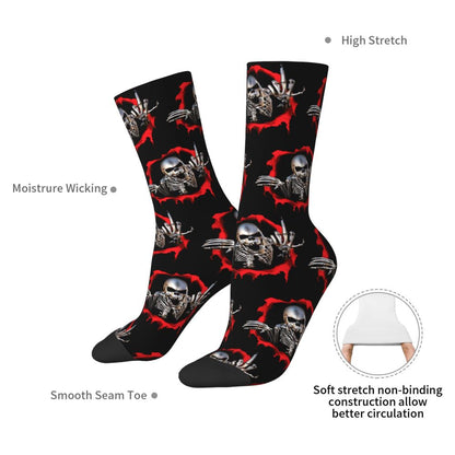 Novelty Mens Funny Jokers Skull Gun Dress Socks Unisex Comfortable Warm 3D Printed Gothic Skeleton Crew Socks