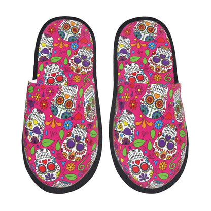 Halloween Catrina Sugar Skull House Slippers Soft Memory Foam Shoes Day Of The Dead Mexican Lady Comfy Warm Anti-Skid Slipper