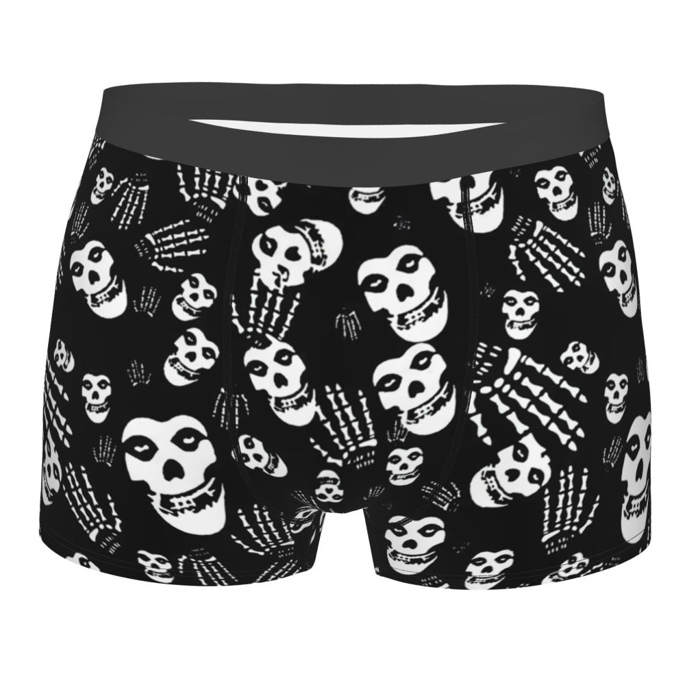 Custom Misfits Skull Underwear Men Stretch Heavy Metal Music Boxer Briefs Shorts Panties Soft Sexy Underpants For Male