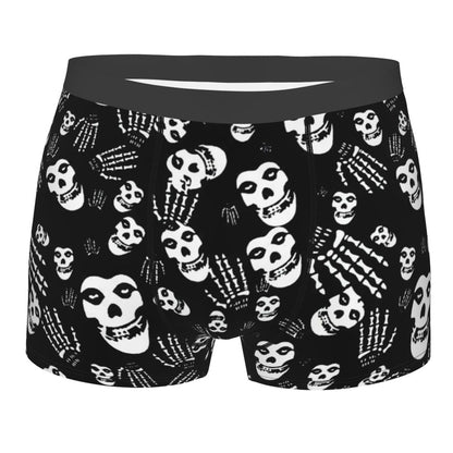 Custom Misfits Skull Underwear Men Stretch Heavy Metal Music Boxer Briefs Shorts Panties Soft Sexy Underpants For Male