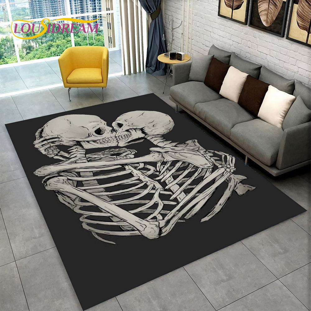 3D Creative Horror Indian Skull Area Rug,Carpet Rug for Home Living Room Bedroom Sofa Doormat Decor,Kitchen Non-slip Floor Mat