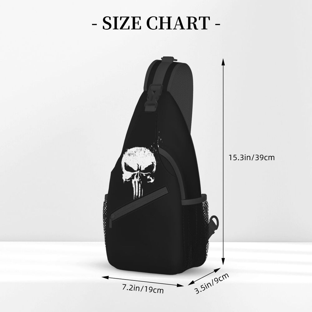 Casual Punishers Skeleton Skull Sling Crossbody Backpack Men Shoulder Chest Bags for Camping Biking