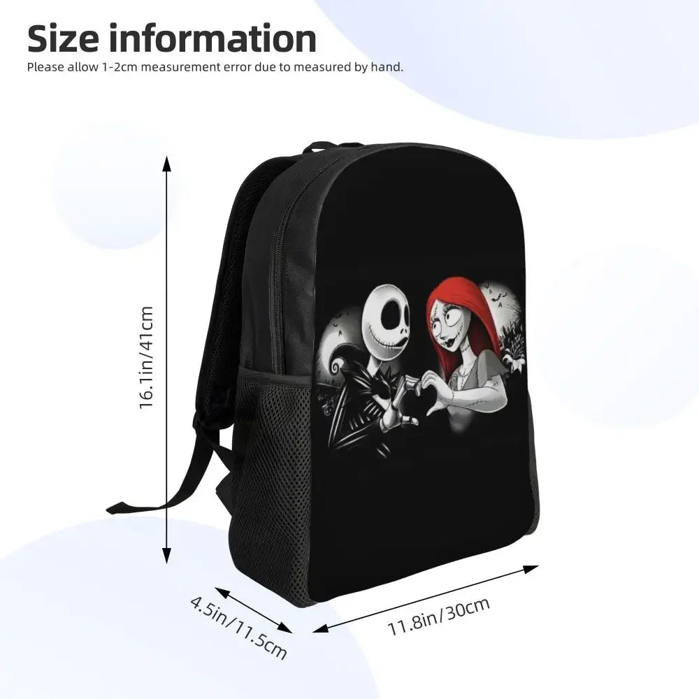 Custom Nightmare Before Christmas Backpacks for Men Women School College Student Bookbag Skellington Halloween Skull Bags