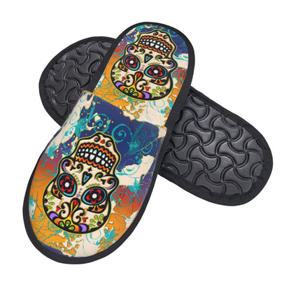 Halloween Catrina Sugar Skull House Slippers Soft Memory Foam Shoes Day Of The Dead Mexican Lady Comfy Warm Anti-Skid Slipper