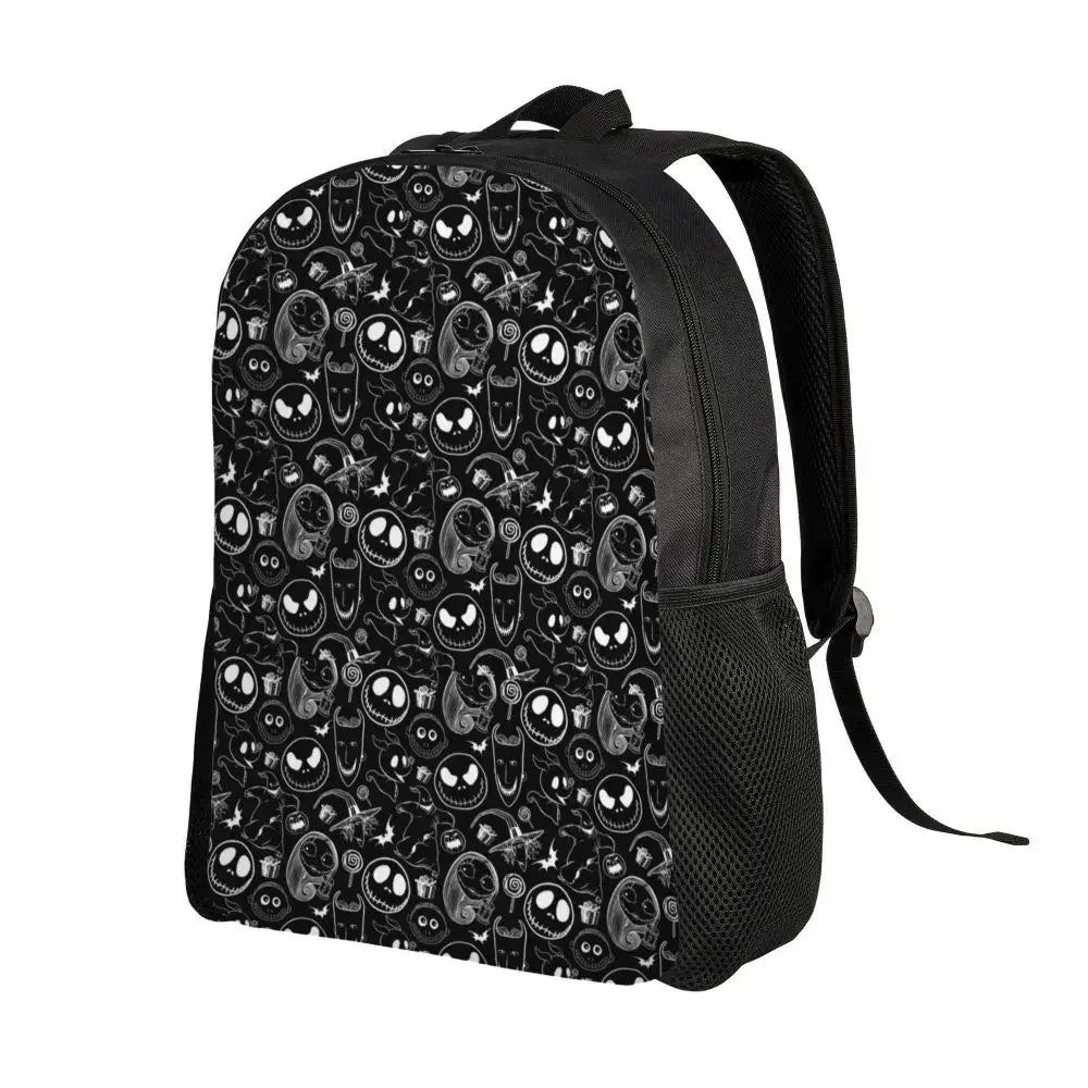 Custom Nightmare Before Christmas Backpacks for Men Women School College Student Bookbag Skellington Halloween Skull Bags