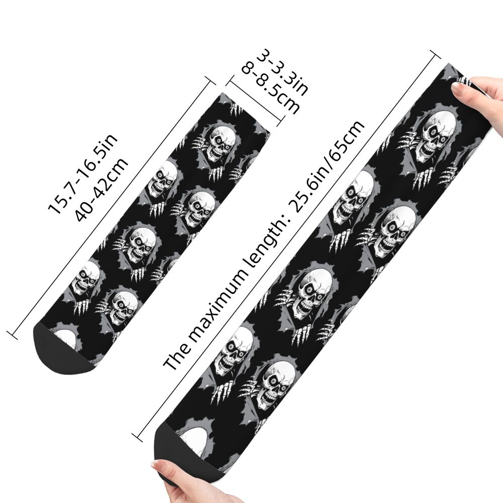 Novelty Mens Funny Jokers Skull Gun Dress Socks Unisex Comfortable Warm 3D Printed Gothic Skeleton Crew Socks