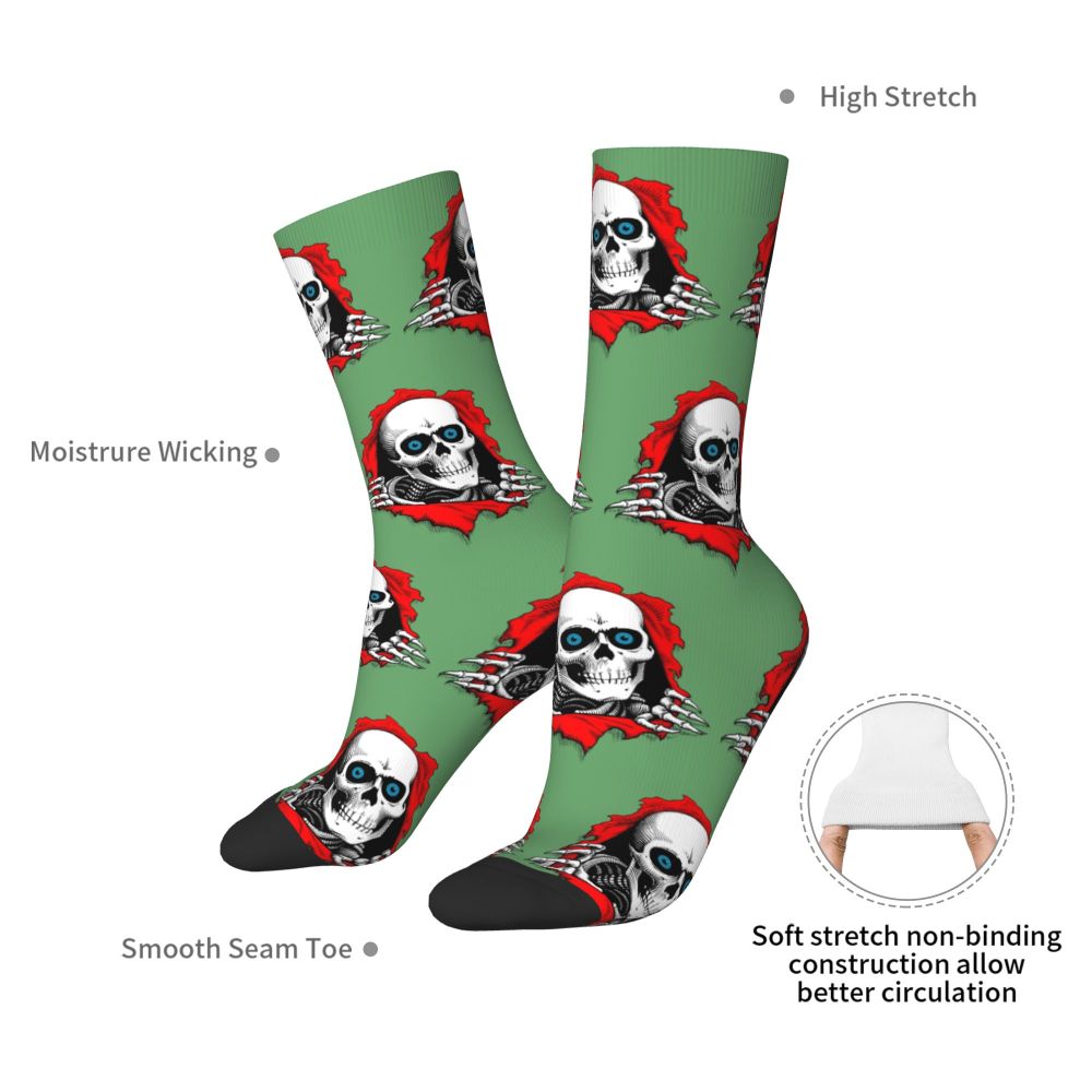 Novelty Mens Funny Jokers Skull Gun Dress Socks Unisex Comfortable Warm 3D Printed Gothic Skeleton Crew Socks