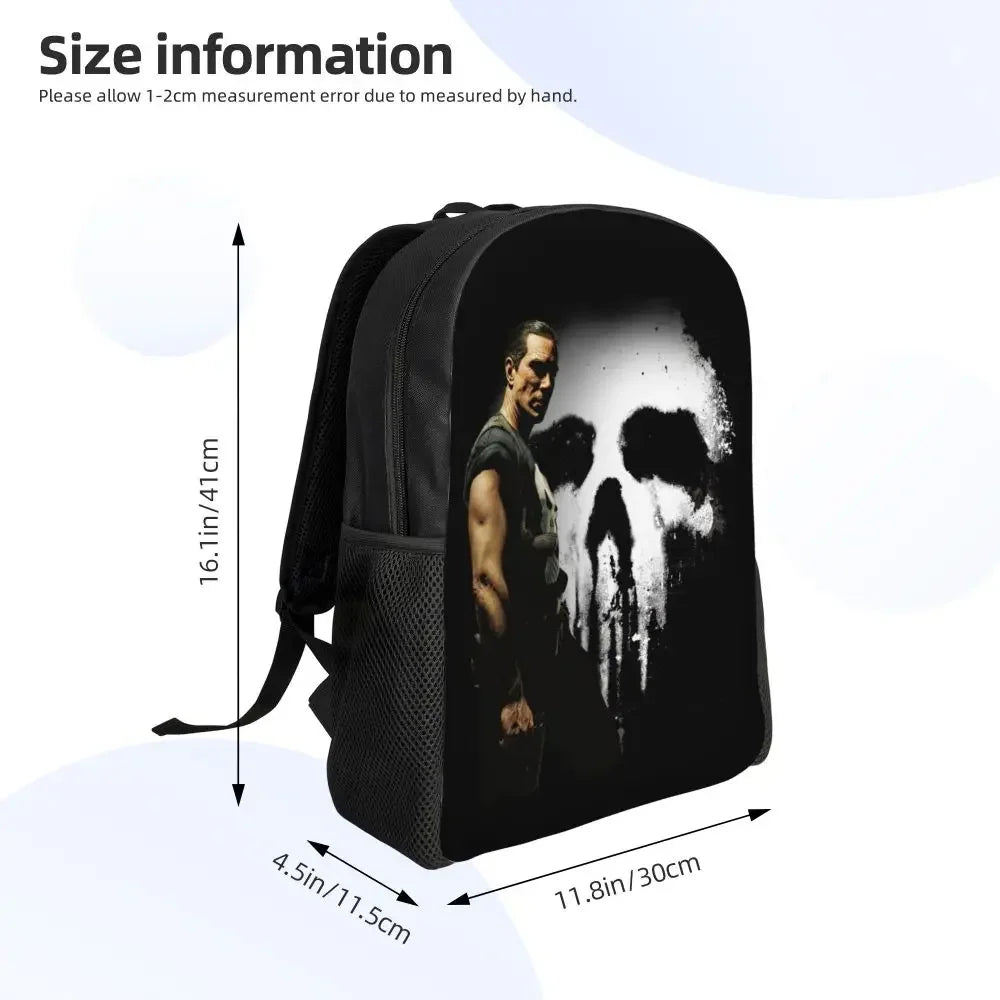 Customized Superhero Backpack Men Women Basic Bookbag for College School Punisher Skull Symbol Bags