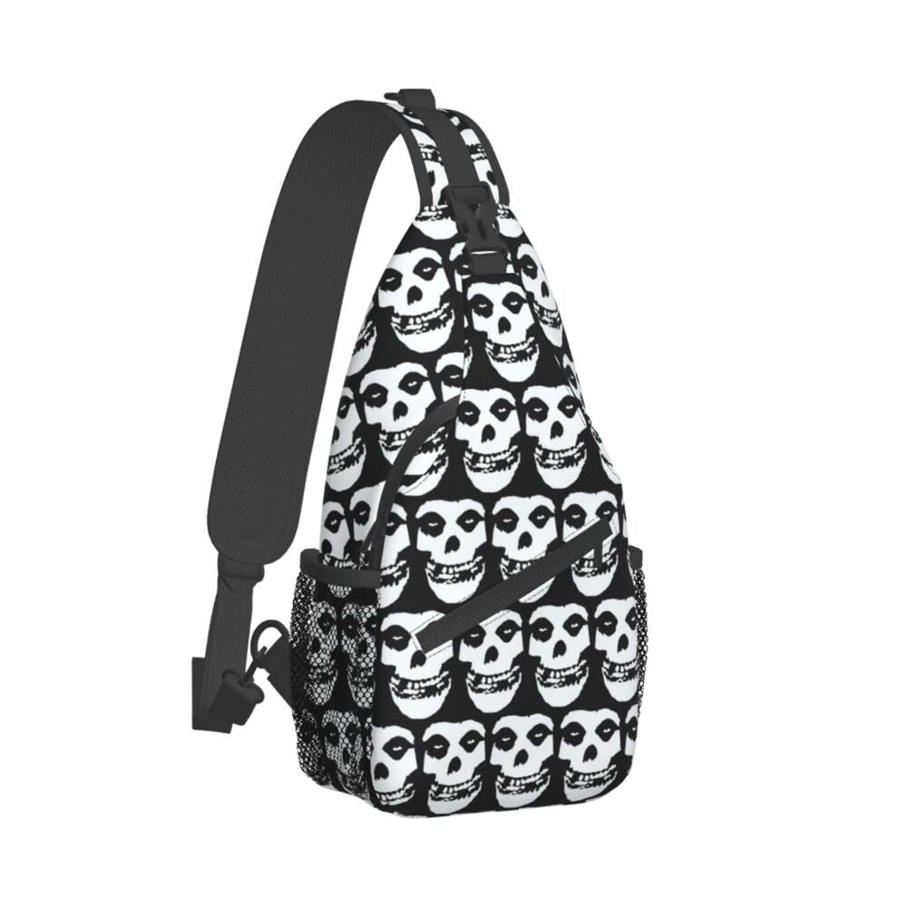 Misfits Skull Sling Crossbody Chest Bag Men Fashion Horror Punk Rock Music Shoulder Backpack for Travel Cycling