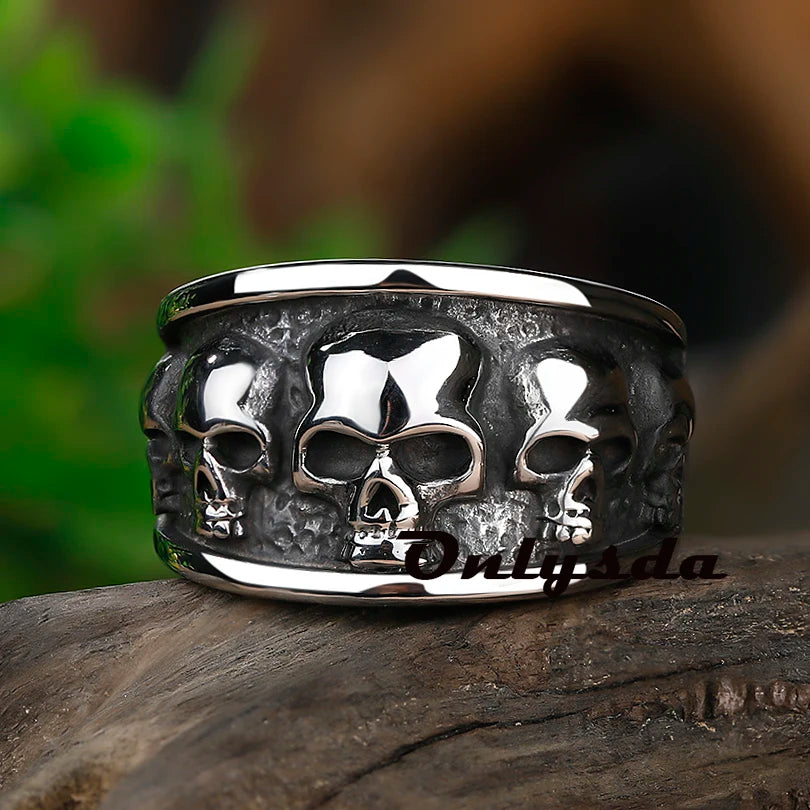 Style Stainless Steel Gothic Accessories Lost Skull Ring Anel Masculino Punk Jewelry Gift OSR731