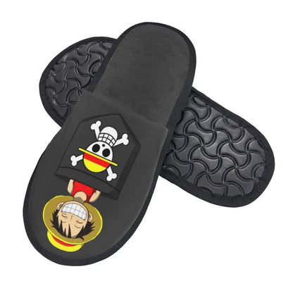 Custom One Pieces Skull Flag Comfort Scuff Memory Foam Slippers Women Anime Manga Straw Hat Pirates Spa House Shoes