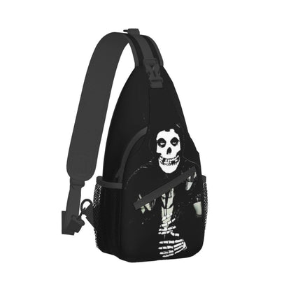 Misfits Skull Sling Crossbody Chest Bag Men Fashion Horror Punk Rock Music Shoulder Backpack for Travel Cycling