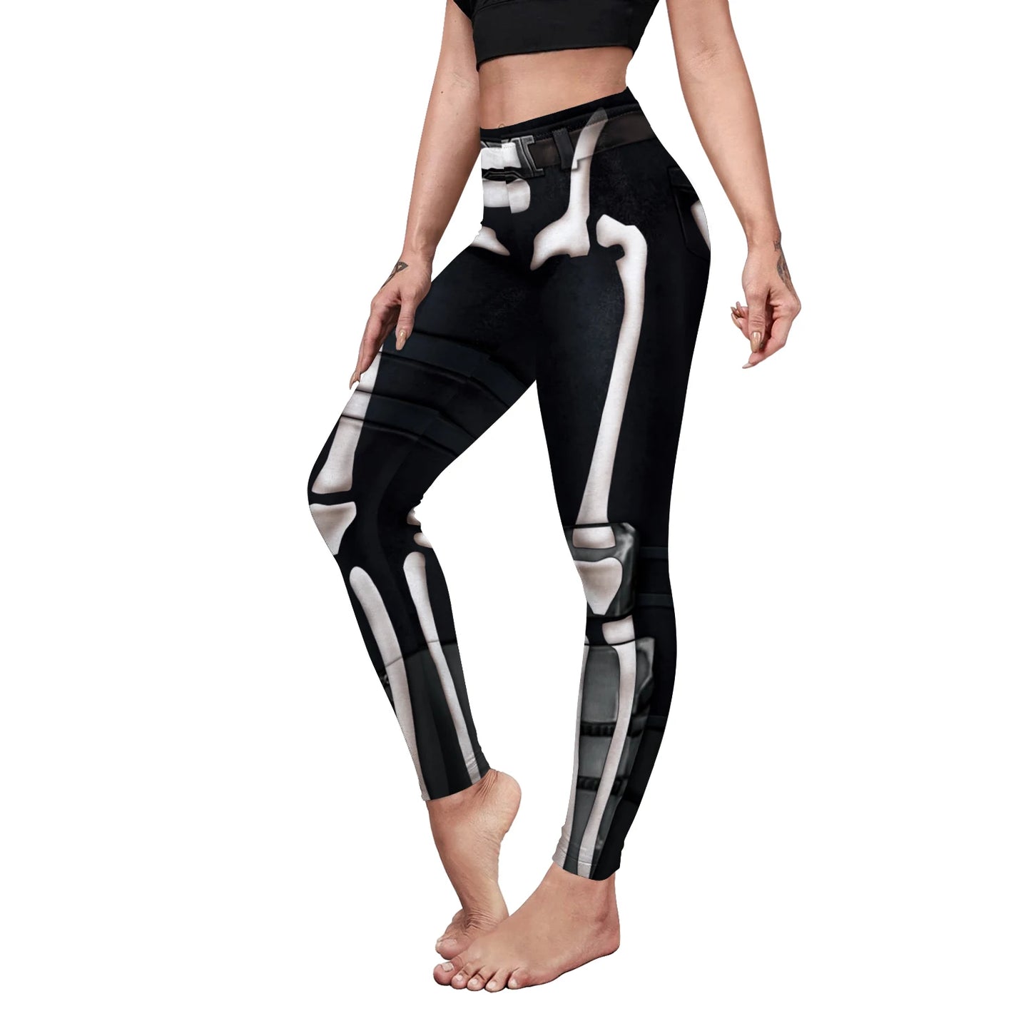 Nadanbao Bone Texture Leggings Middle Waist Printed Legging for Women Highly Stretchable Fitness Tights Yoga Pants Sportswear