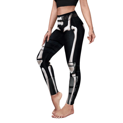 Nadanbao Bone Texture Leggings Middle Waist Printed Legging for Women Highly Stretchable Fitness Tights Yoga Pants Sportswear