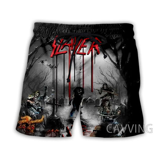 New Fashion 3D Print  Slayer Rock Band  Summer Beach Shorts  Streetwear Men Quick Dry Vacation Casual Shorts   J02