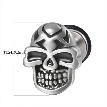 1PC Surgical Steel Skull Ear Stud Demon Skeleton Earrings Men Hiphop Style Prevent Allergy Ear Piercing Jewelry