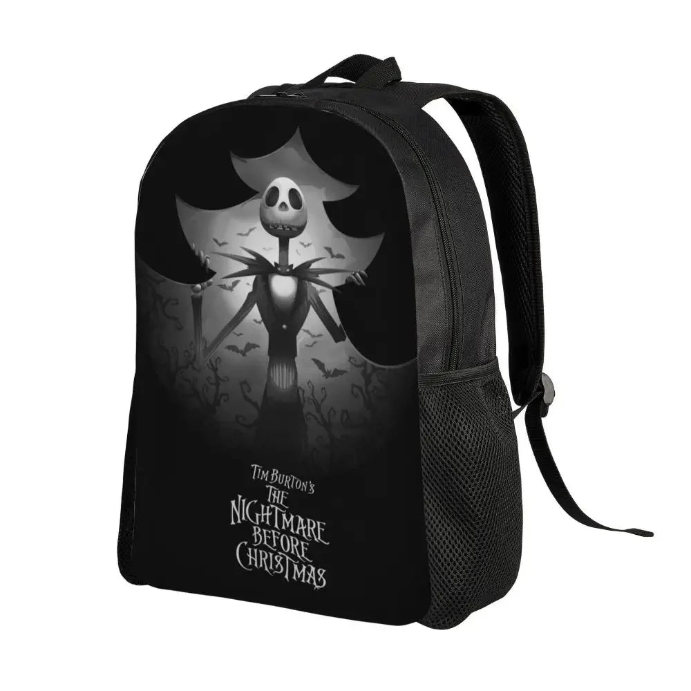 Custom Nightmare Before Christmas Backpacks for Men Women School College Student Bookbag Skellington Halloween Skull Bags