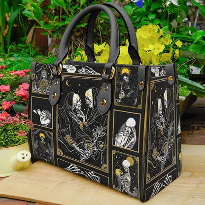 The Lovers Skull Tarot Leather Bag Handbag For Women Large Shoulder Handbags With Long Strape High Quality Female Tote Bag