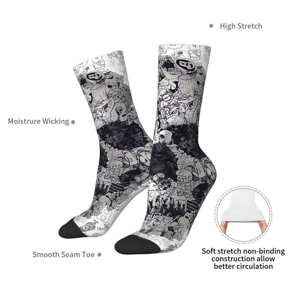 Funny Happy Men's Socks Mexican Skull Vintage Harajuku Skeleton Skull Bone Hip Hop Seamless Crew Crazy Sock Gift Pattern Printed